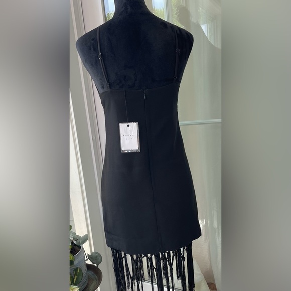 Ending Rose dress size small form fitting spaghetti strap with black fringe NWT - Picture 5 of 9